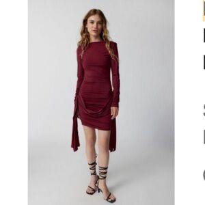 Lioness Glory Long Sleeve Mini Dress size M in maroon never worn with tags NWT